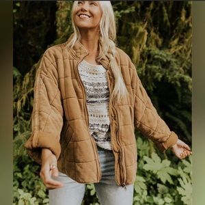 NWT Free People Dolman Quilted Knit Jacket Toasted Coconut